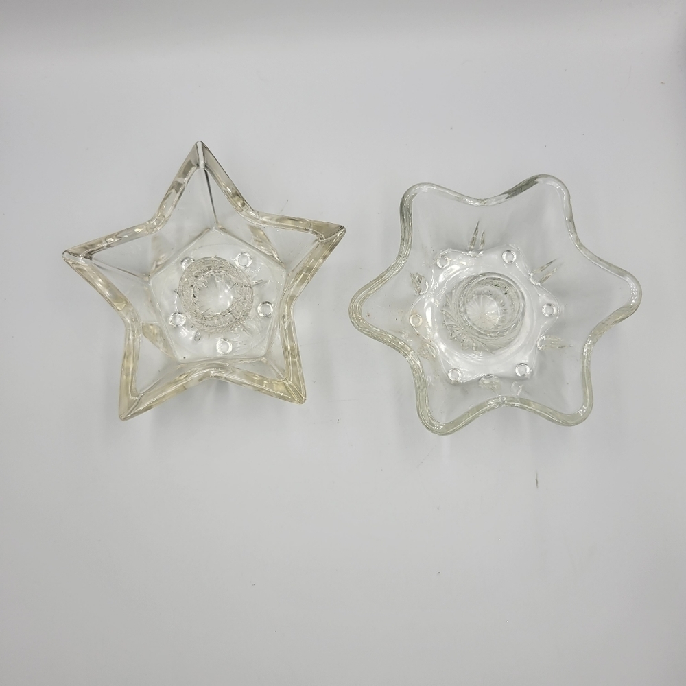 Vintage Clear Glass Taper Candle Holders - set of 2 - Picture 1 of 5